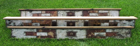 Cornice Set of Birch and Leather Inset